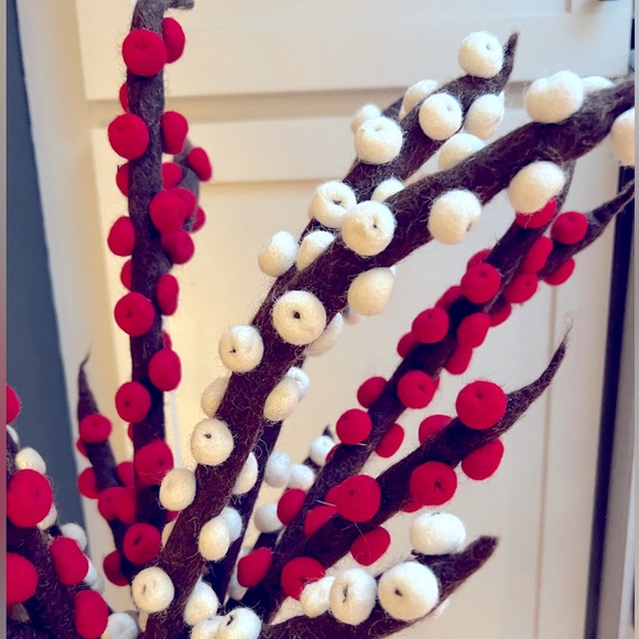 Trader Joe’s NWT Unbelievably Beautiful Red White Brown Wool Felted Ilex Berries - Picture 3 of 7